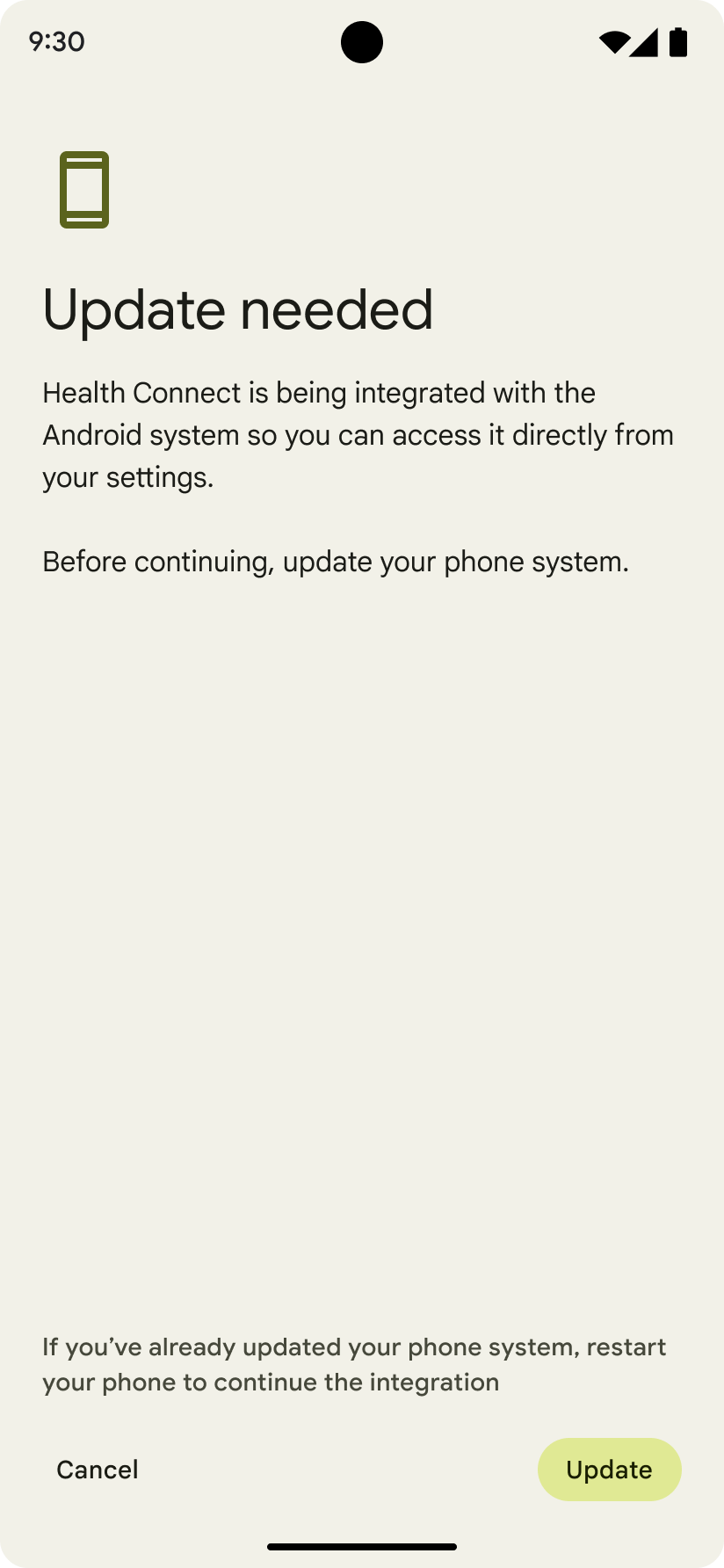 Figure of Phone update required