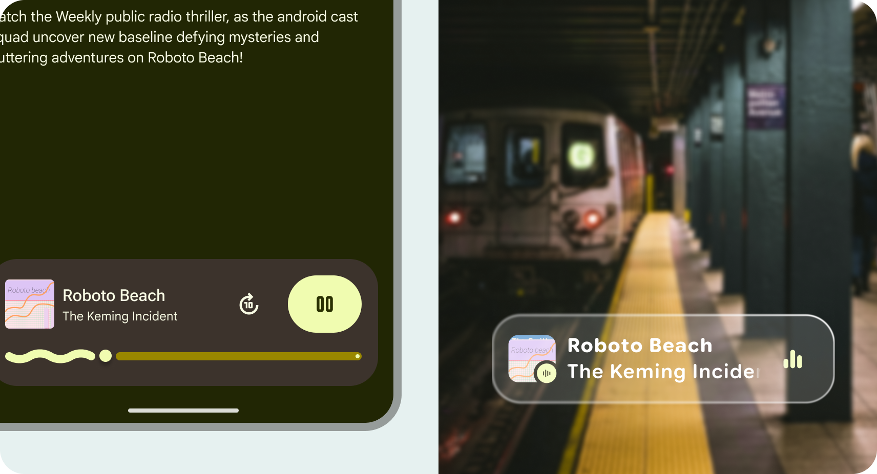 A media player prompting playback display on glasses
