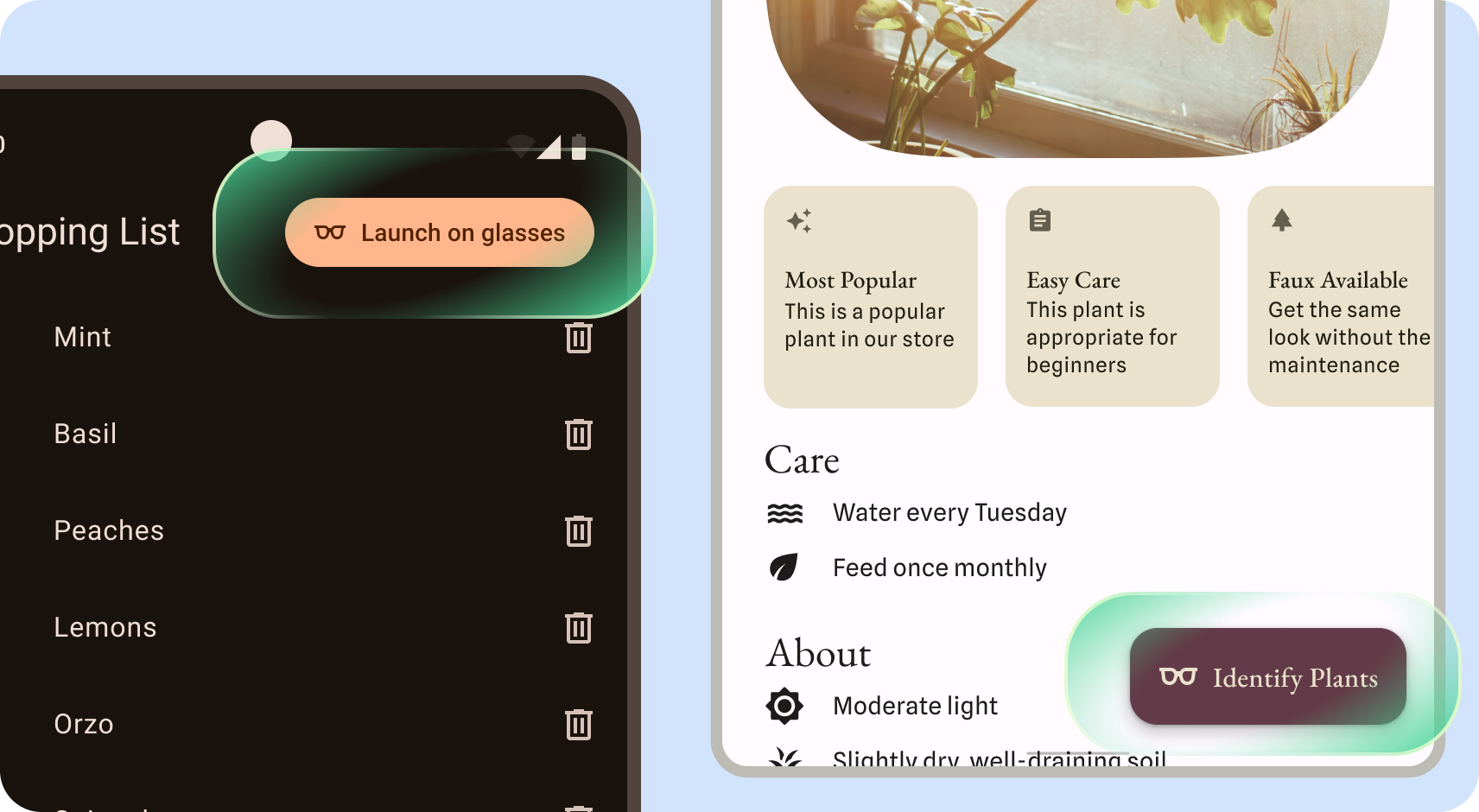 Mobile apps with buttons that open glasses app
s.
