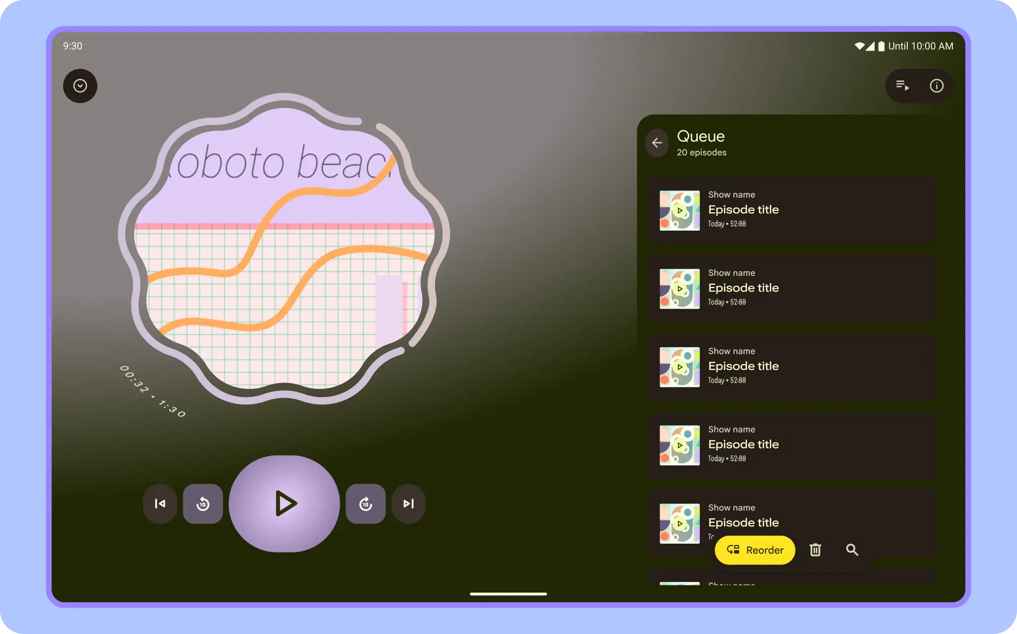 Supporting screen for playlist