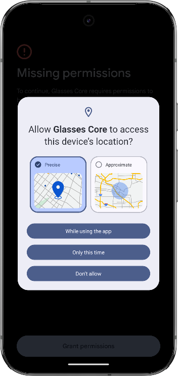 Accept the permissions request from the app.