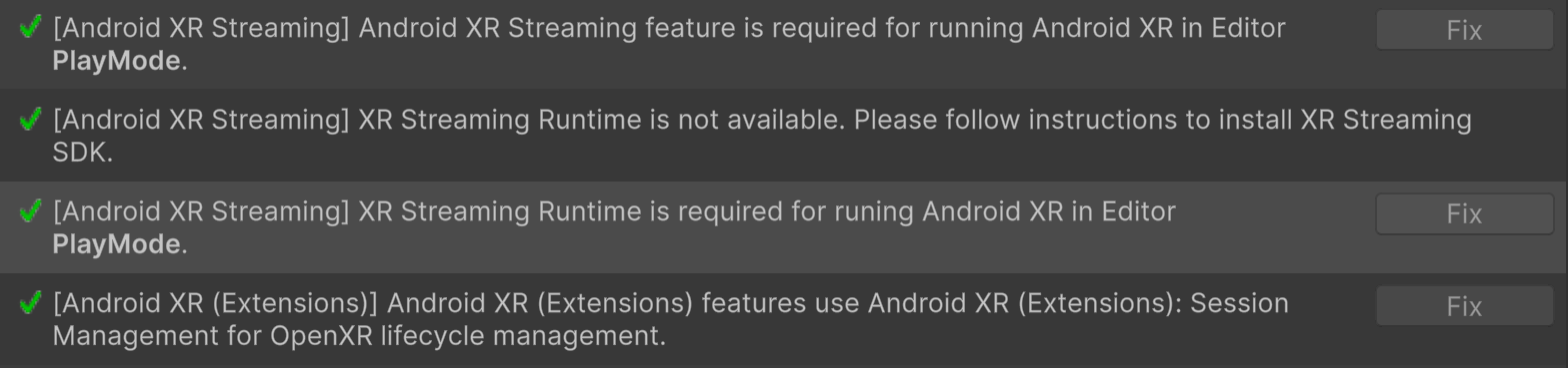 Perform project validation to fix any OpenXR errors in your project's
configuration: