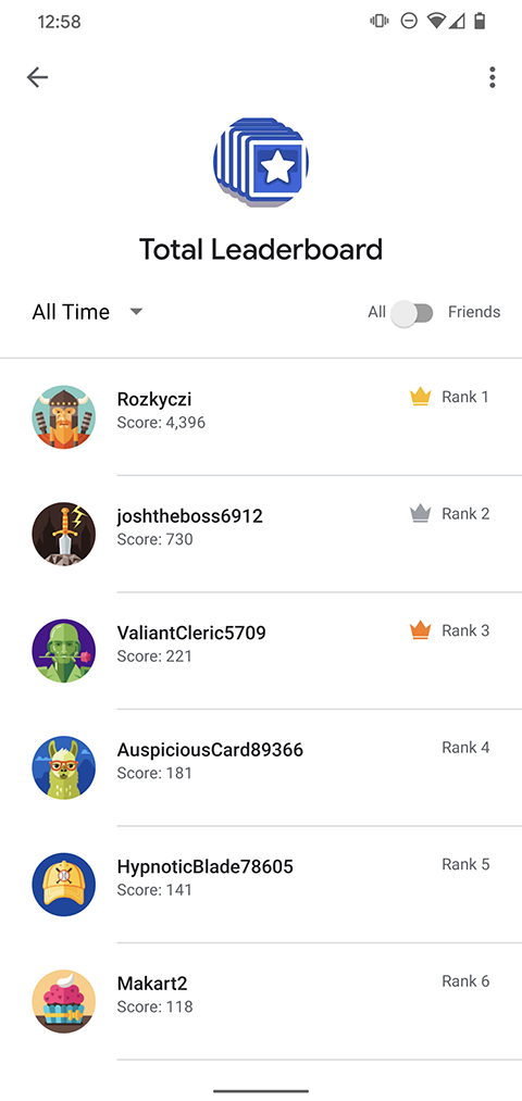 An example of the default leaderboard UI