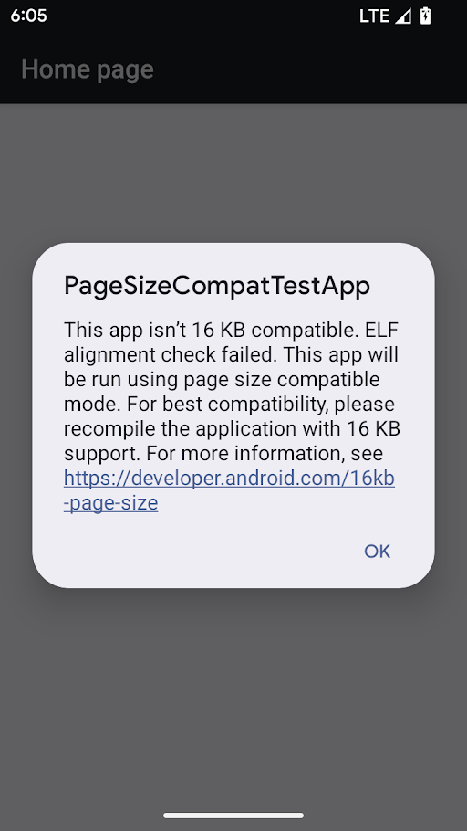 Warning in page size compat mod
