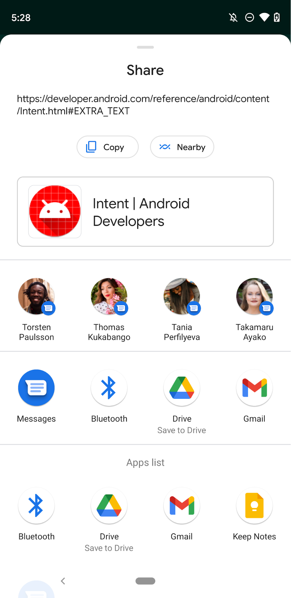 An Android Sharesheet
