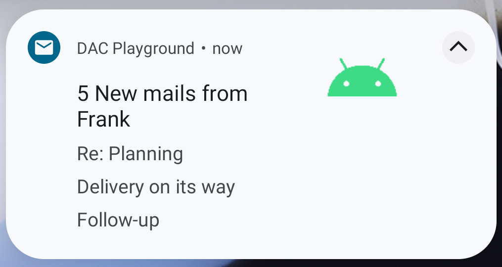 An expanded inbox-style notification