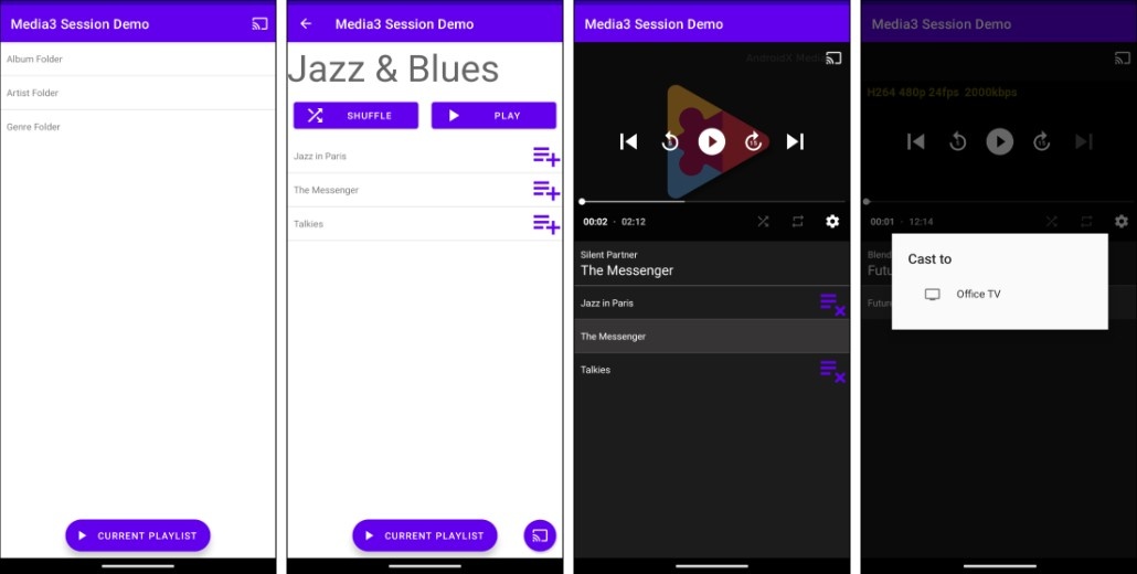 Screenshot showing the MediaRouteButton in the UI.