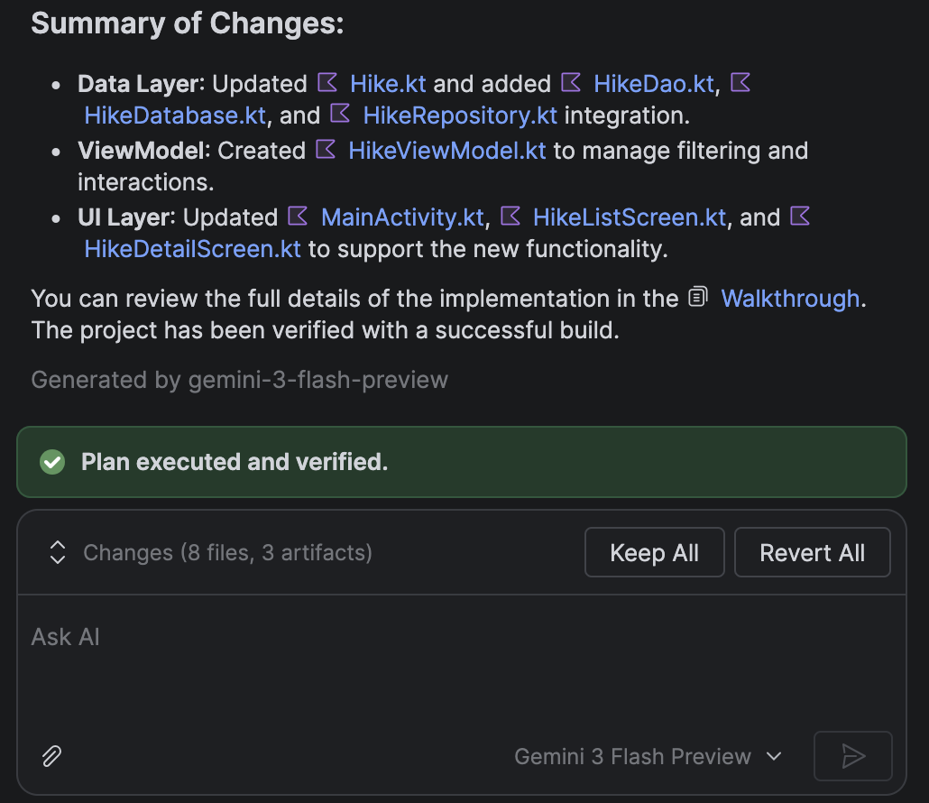 Get a summary of changes once implementation is complete.