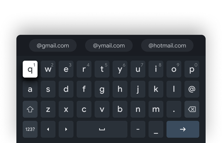 Email input Gboard type
