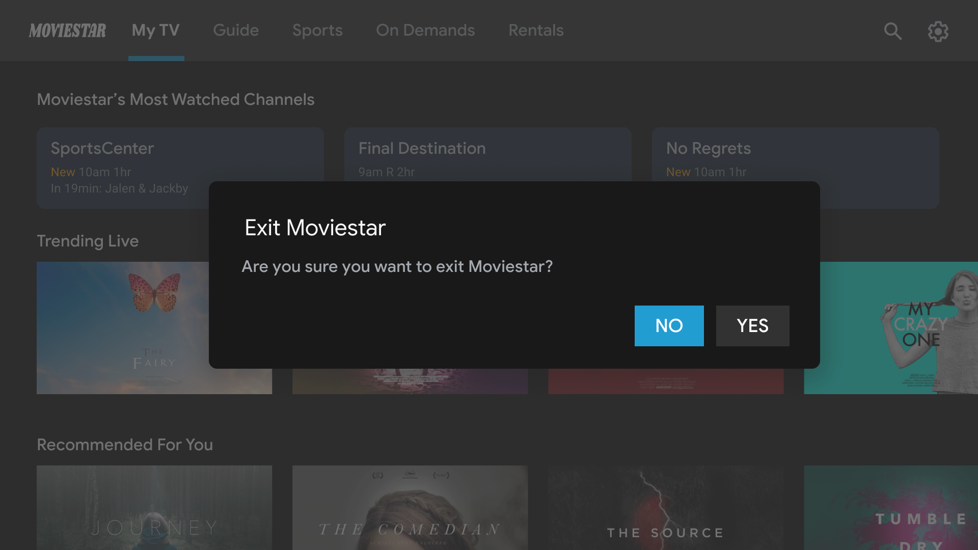 A dialog asking users if they want to exit